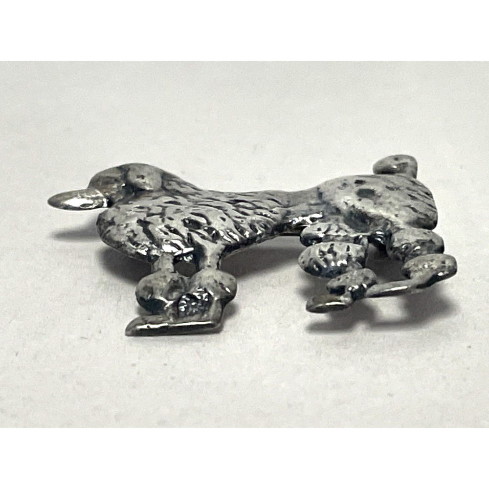 Vintage Sterling Silver Poodle Dog Brooch Pin 9g Figural Caniche Estate View 3
